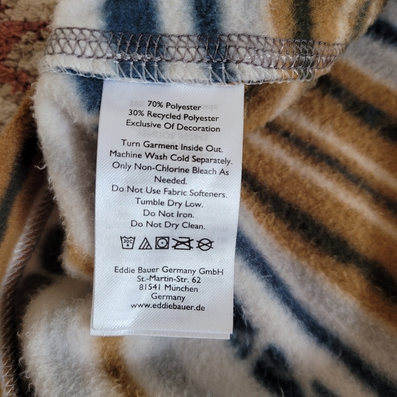 Eddie Bauer Men Quest Quarter Zip Fleece Pullover Size Medium Stripes Multicolor - Picture 6 of 8